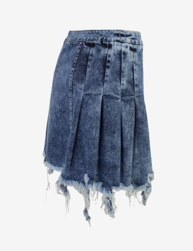 Spódnica mini plisowana z jeansu