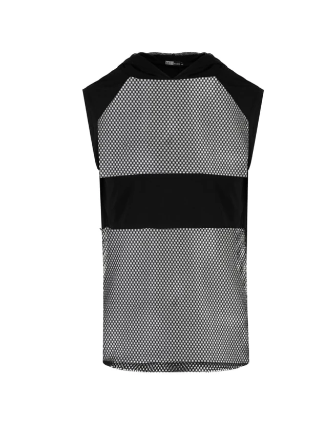 Tank top z kapturem i siatką