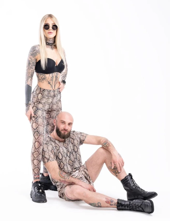 Legginsy z siatki we wzór węża