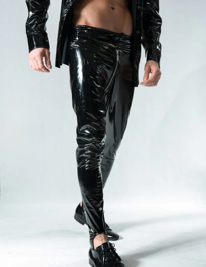 Legginsy z lacku z zamkiem