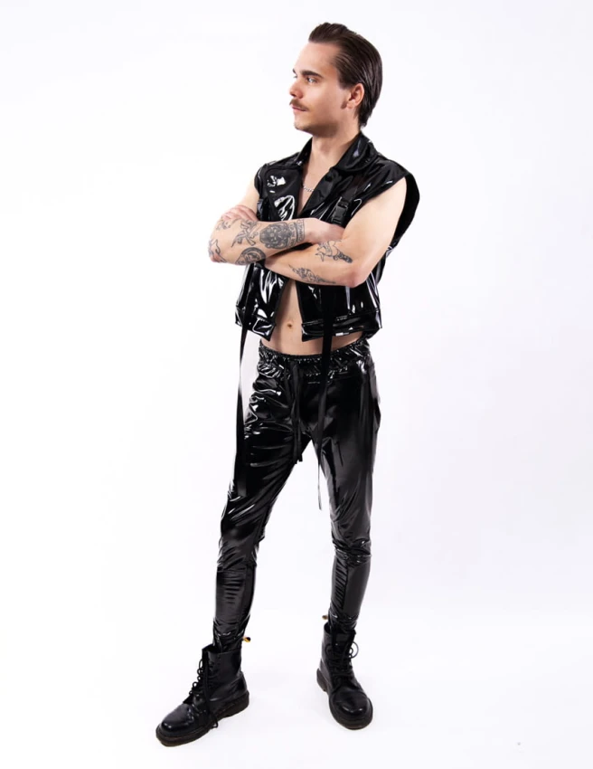 Legginsy z lacku z zamkiem
